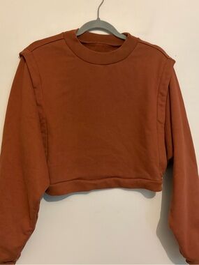 Alo Boxy Oversized Long Sleeve Crop Top Sweatshirt sz M Medium L large